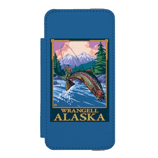 Fliegen-Fischen-Szene - Wrangell, Alaska Incipio iPhone Geldbeutel-Hülle (Folio Vorderseite)
