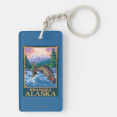 Fliegen-Fischen-Szene - Wrangell, Alaska Schlüsselanhänger (Rückseite)