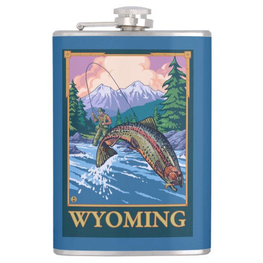 Fliegen-Fischen-Szene - Wyoming Flachmann (Vorderseite)