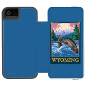 Fliegen-Fischen-Szene - Wyoming Incipio iPhone Geldbeutel-Hülle (Folio Geöffnet)