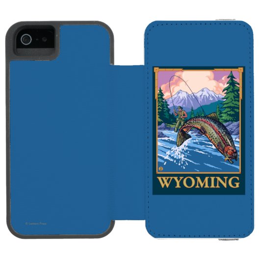 Fliegen-Fischen-Szene - Wyoming Incipio iPhone Geldbeutel-Hülle (Folio Geöffnet)