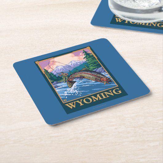Fliegen-Fischen-Szene - Wyoming Rechteckiger Pappuntersetzer (angewinkelt)