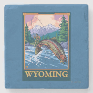 Fliegen-Fischen-Szene - Wyoming Steinuntersetzer