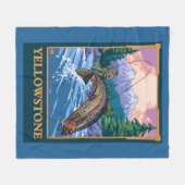 Fliegen-Fischen-Szene - Yellowstone Nationalpark Fleecedecke (Vorderseite (Horizontal))