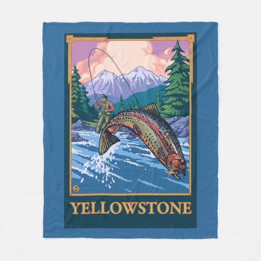 Fliegen-Fischen-Szene - Yellowstone Nationalpark Fleecedecke (Vorderseite)
