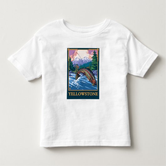 Fliegen-Fischen-Szene - Yellowstone Nationalpark Kleinkind T-shirt (Vorderseite)