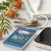 Fliegen-Fischen-Szene - Yellowstone Nationalpark Schlüsselanhänger (Vorderseite rechts)