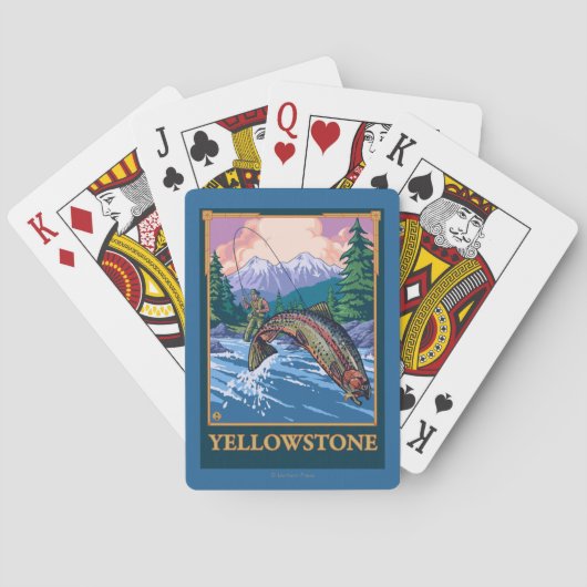 Fliegen-Fischen-Szene - Yellowstone Nationalpark Spielkarten (Rückseite)