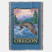 Fliegen-Fischen-Szenen-Vintages Reise-Plakat Decke (Vorderseite Vertikal)