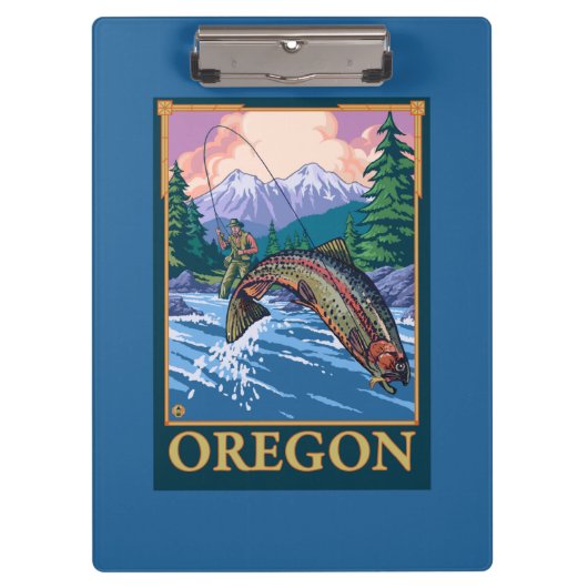 Fliegen-Fischen-Szenen-Vintages Reise-Plakat Klemmbrett (Vorderseite)