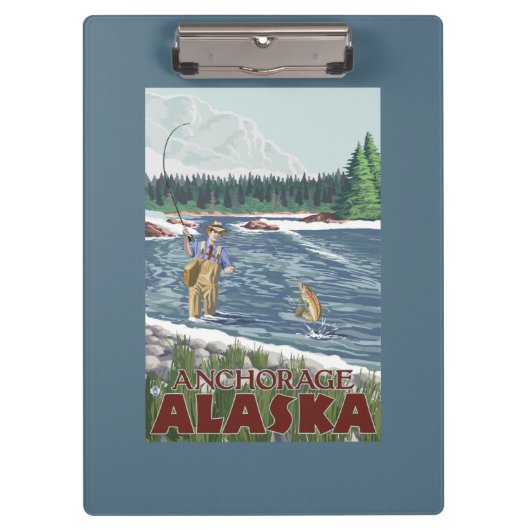 Fliegen-Fischer - Anchorage, Alaska Klemmbrett (Vorderseite)