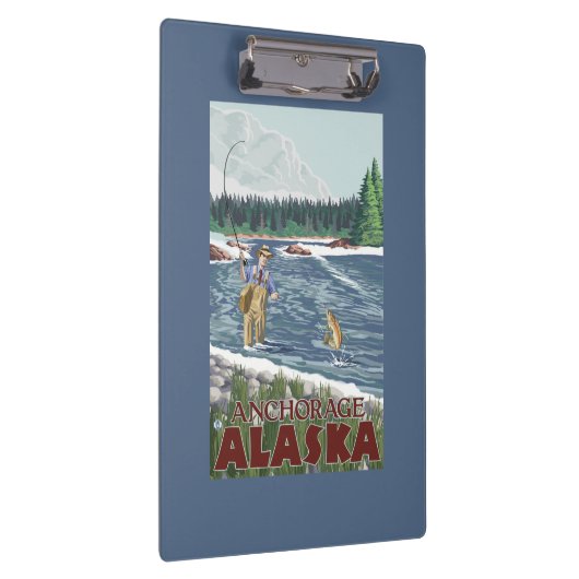 Fliegen-Fischer - Anchorage, Alaska Klemmbrett (Rechts)
