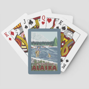 Fliegen-Fischer - Anchorage, Alaska Spielkarten
