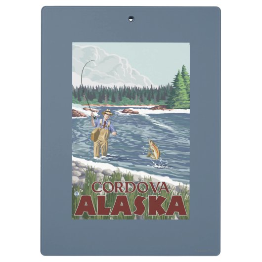 Fliegen-Fischer - Cordova, Alaska Klemmbrett (Rückseite)