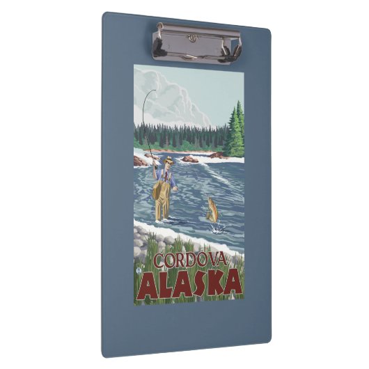 Fliegen-Fischer - Cordova, Alaska Klemmbrett (Rechts)
