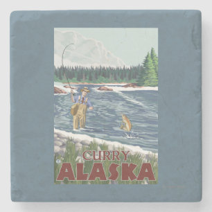 Fliegen-Fischer - Curry, Alaska Steinuntersetzer