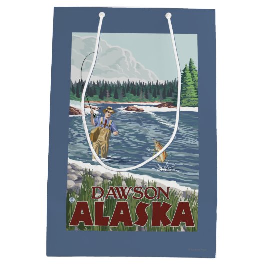 Fliegen-Fischer - Dawson, Alaska Mittlere Geschenktüte (Rückseite)