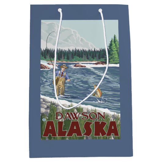 Fliegen-Fischer - Dawson, Alaska Mittlere Geschenktüte (Vorderseite)