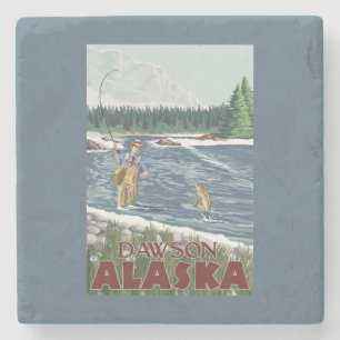 Fliegen-Fischer - Dawson, Alaska Steinuntersetzer