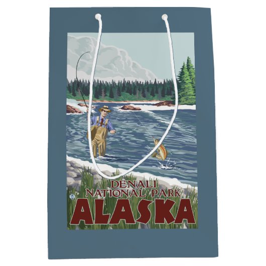 Fliegen-Fischer - Denali Nationalpark, Alaska Mittlere Geschenktüte (Vorderseite)