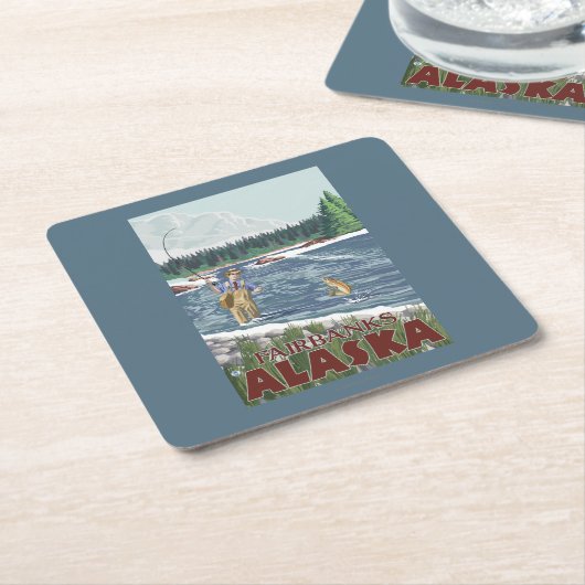Fliegen-Fischer - Fairbanks, Alaska Rechteckiger Pappuntersetzer (angewinkelt)