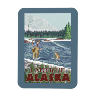 Fliegen-Fischer - Latouche, Alaska Magnet
