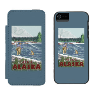 Fliegen-Fischer - Sitka, Alaska Incipio Watson™ iPhone 5 Geldbörsen Hülle