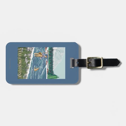 Fliegen-Fischer - WestYellowstone, Montana Gepäckanhänger (Vorderseite horizontal)