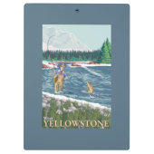 Fliegen-Fischer - WestYellowstone, Montana Klemmbrett (Rückseite)