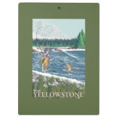 Fliegen-Fischer - WestYellowstone, Montana Klemmbrett (Rückseite)