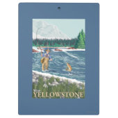 Fliegen-Fischer - WestYellowstone, Montana Klemmbrett (Rückseite)