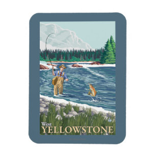 Fliegen-Fischer - WestYellowstone, Montana Magnet