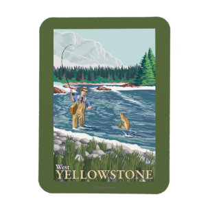 Fliegen-Fischer - WestYellowstone, Montana Magnet