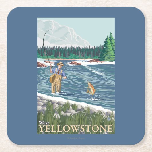 Fliegen-Fischer - WestYellowstone, Montana Rechteckiger Pappuntersetzer (Vorderseite)