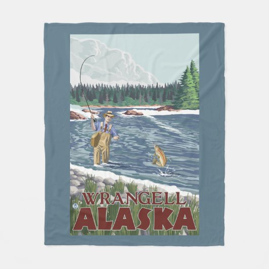 Fliegen-Fischer - Wrangell, Alaska Fleecedecke (Vorderseite)