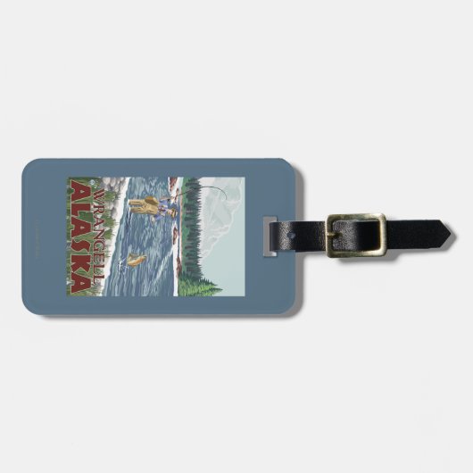 Fliegen-Fischer - Wrangell, Alaska Gepäckanhänger (Vorderseite horizontal)