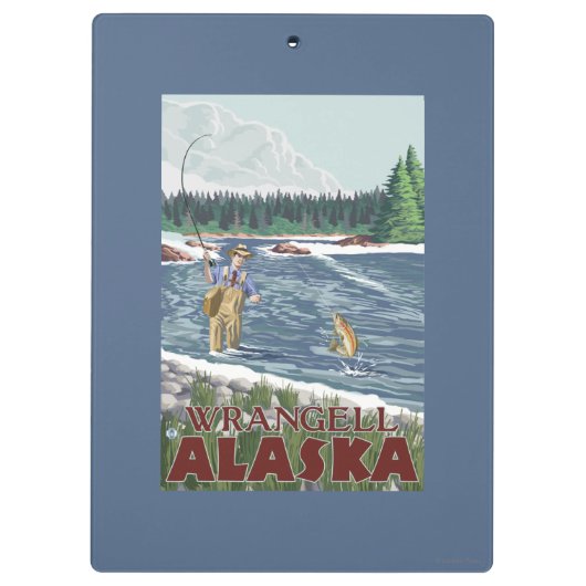 Fliegen-Fischer - Wrangell, Alaska Klemmbrett (Rückseite)