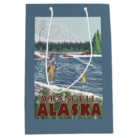Fliegen-Fischer - Wrangell, Alaska Mittlere Geschenktüte (Vorderseite)