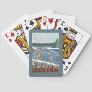Fliegen-Fischer - Wrangell, Alaska Spielkarten