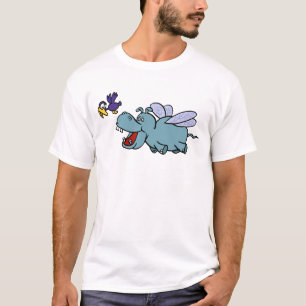 Fliegen-Flusspferd u. Vogel T-Shirt