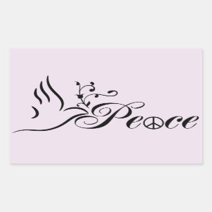 Fliegen-Friedenstauben-Ölzweig-Blau-Hintergrund Rechteckiger Aufkleber