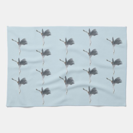 Fliegen-Graureiher-Muster Geschirrtuch (Horizontal)