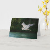 "Fliegen-Graureiher-" Vogel-Kunst-Gruß-Karte Karte (Gelbe Blume)
