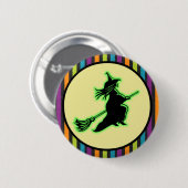 Fliegen-Halloween-Hexe Button (Vorne & Hinten)