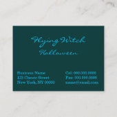 Fliegen-Halloween-Hexe mit Katze Visitenkarte (Rückseite)