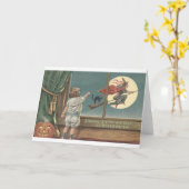 Fliegen-Hexe durch Fenster-Karte Karte (Gelbe Blume)