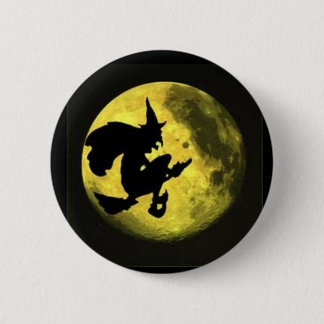 Fliegen-Hexe-Halloween-Knopf Button