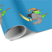 Fliegen-Hexe-Halloween-Packpapier Geschenkpapier (Rolleneckpunkt)