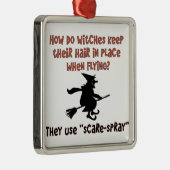 Fliegen-Hexe-Halloween-Witz Ornament Aus Metall (Rechts)