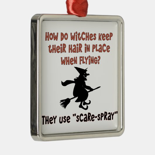 Fliegen-Hexe-Halloween-Witz Ornament Aus Metall (Rechts)